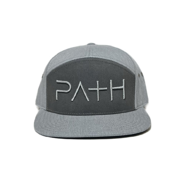 PATH 7 Panel Leather Strapback - Charcoal/Heather Grey