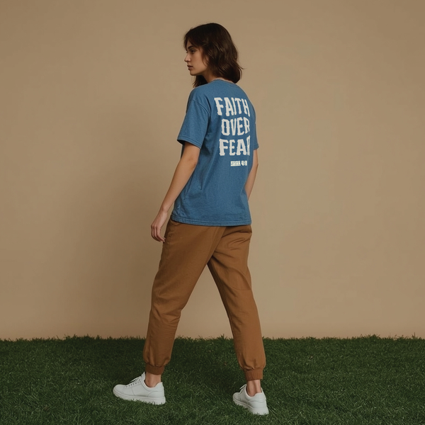 FAITH OVER FEAR TEE - FADED NAVY