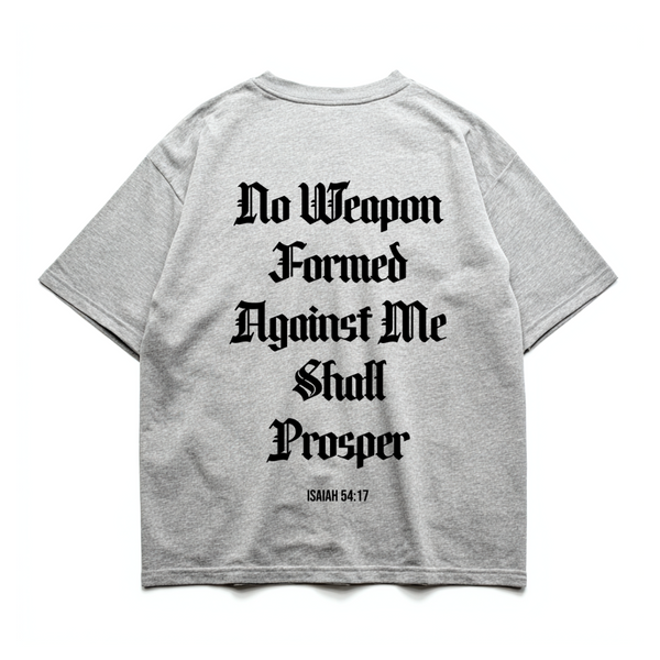 ISAIAH 54:17 RELAXED FIT HEAVYWEIGHT TEE - HEATHER GREY