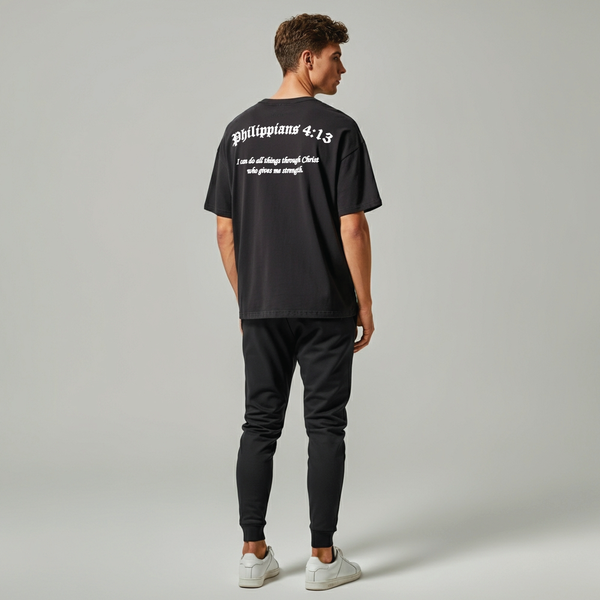 Philippians 4:13 Relaxed Fit Heavyweight Tee - Black